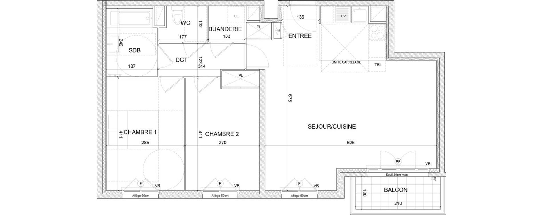 Appartement T3 de 70,94 m2 &agrave; Clamart Grand canal