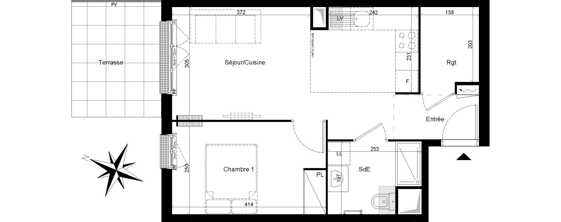 Appartement T2 de 41,39 m2 &agrave; Clamart Trivaux - la garenne