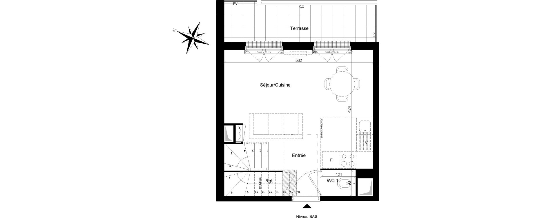 Duplex T3 de 51,20 m2 &agrave; Clamart Trivaux - la garenne