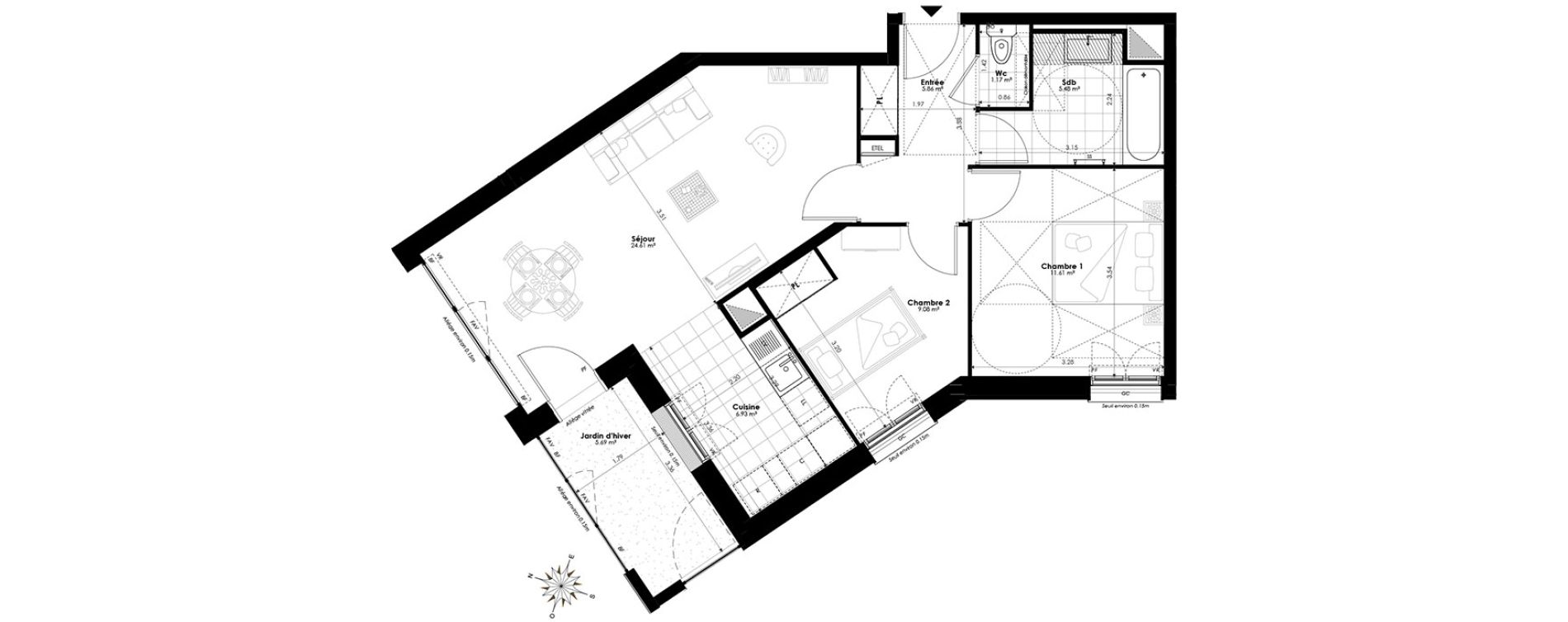 Appartement T3 de 64,74 m2 &agrave; Clamart Panorama