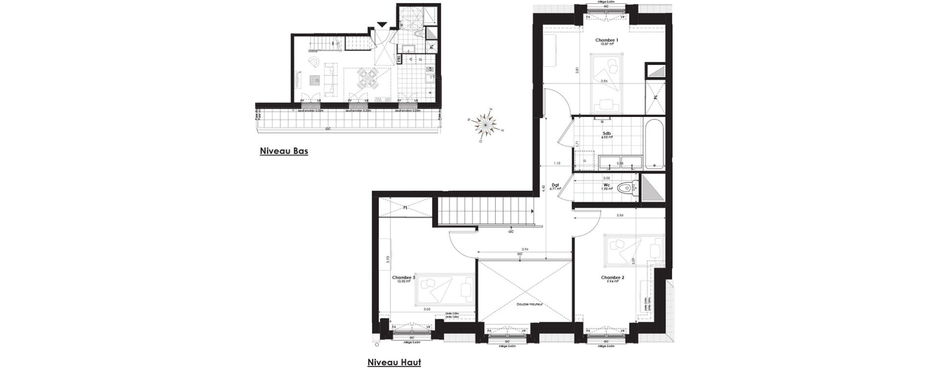 Duplex T4 de 84,23 m2 &agrave; Clamart Panorama