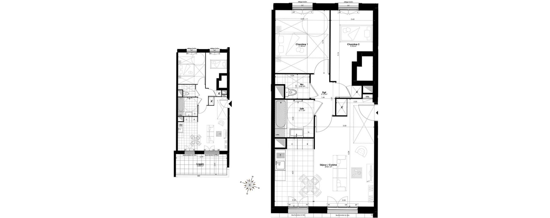 Appartement T3 de 62,17 m2 &agrave; Clamart Panorama