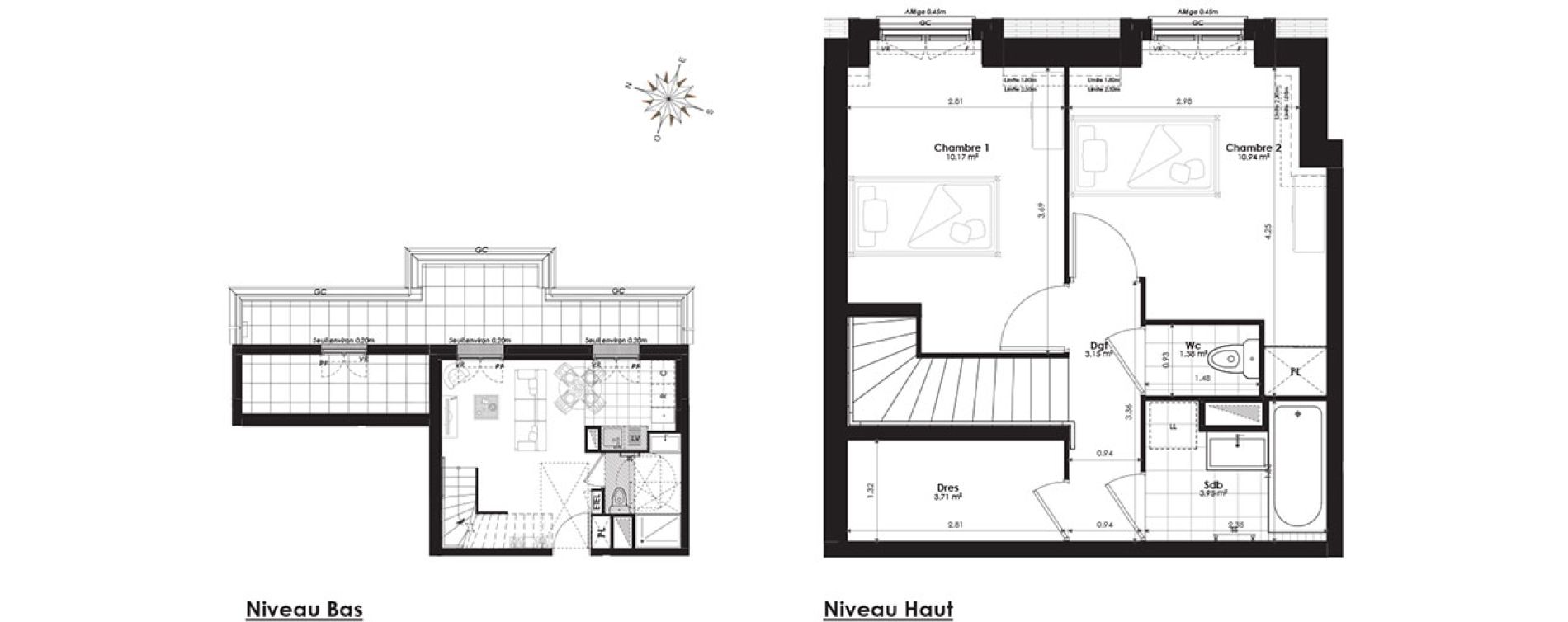 Duplex T3 de 59,52 m2 &agrave; Clamart Panorama