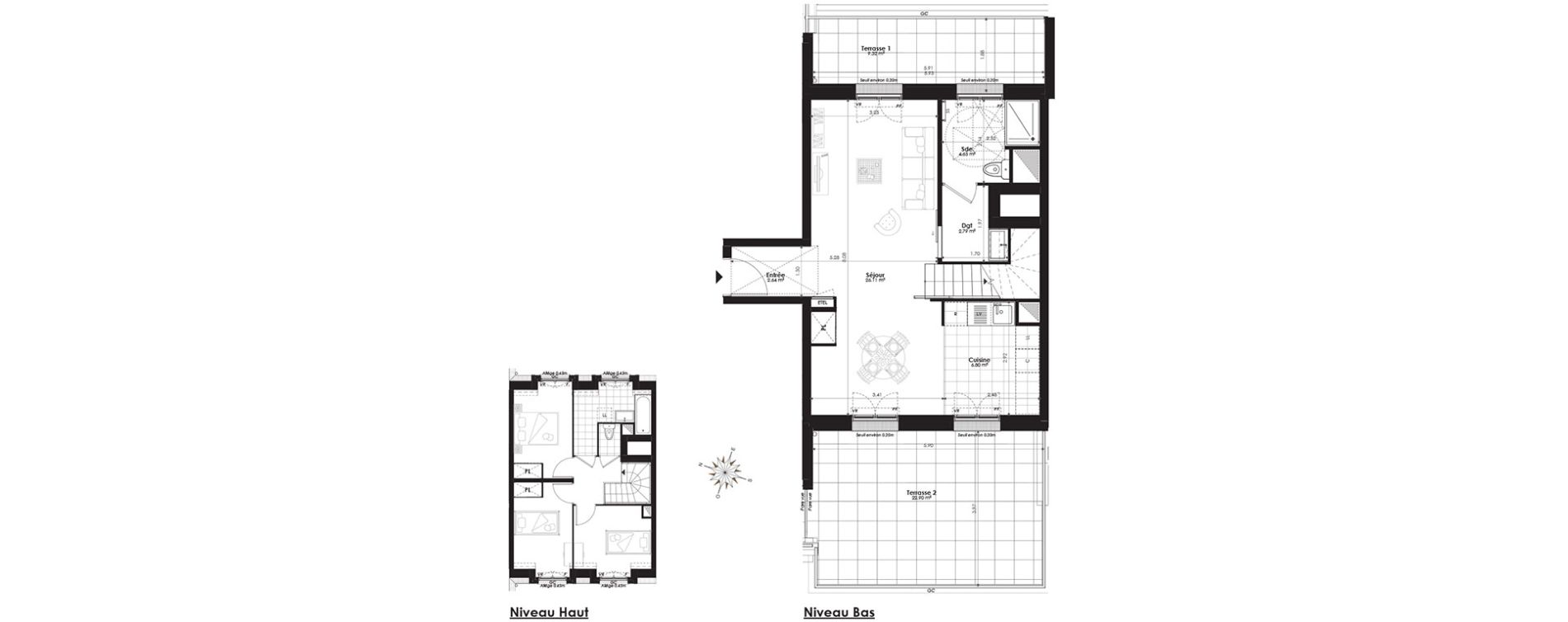 Duplex T4 de 82,96 m2 &agrave; Clamart Panorama