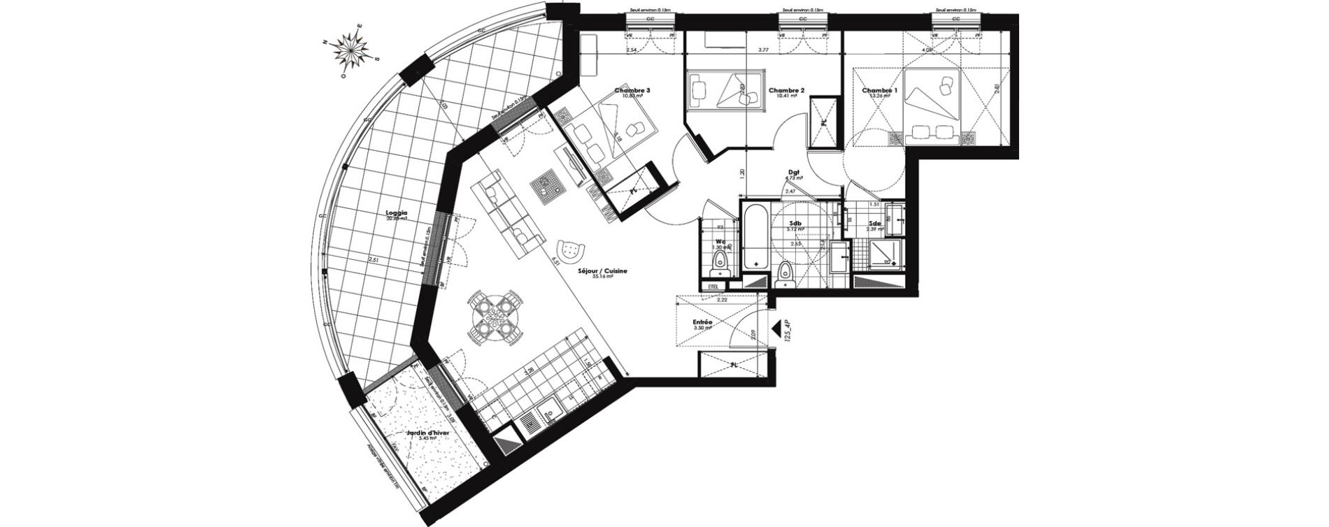 Appartement T4 de 86,70 m2 &agrave; Clamart Panorama