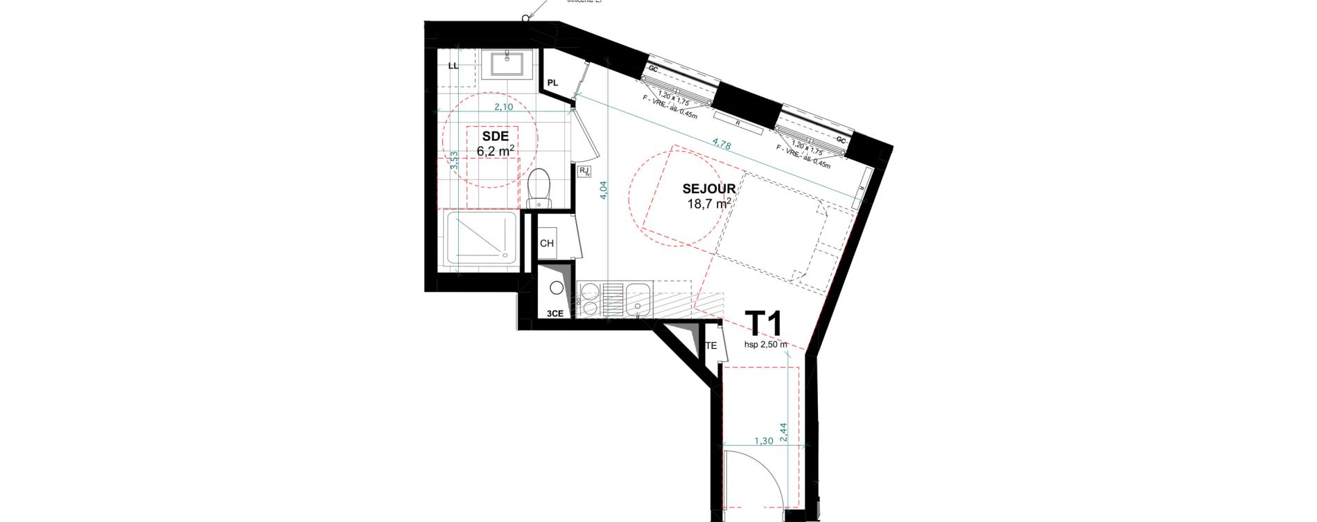 Appartement T1 de 24,90 m2 &agrave; Clamart Jardin parisien