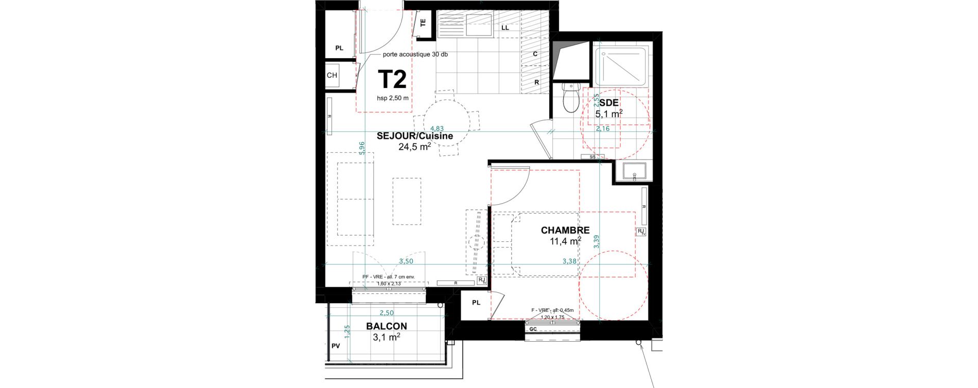 Appartement T2 de 41,00 m2 &agrave; Clamart Jardin parisien