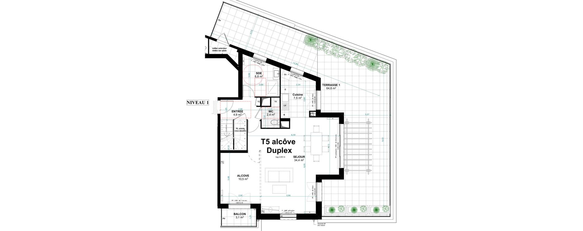 Duplex T5 de 132,40 m2 &agrave; Clamart Jardin parisien