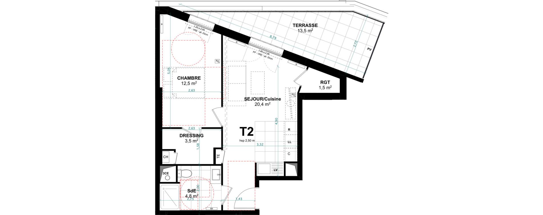 Appartement T2 de 42,70 m2 &agrave; Clamart Jardin parisien