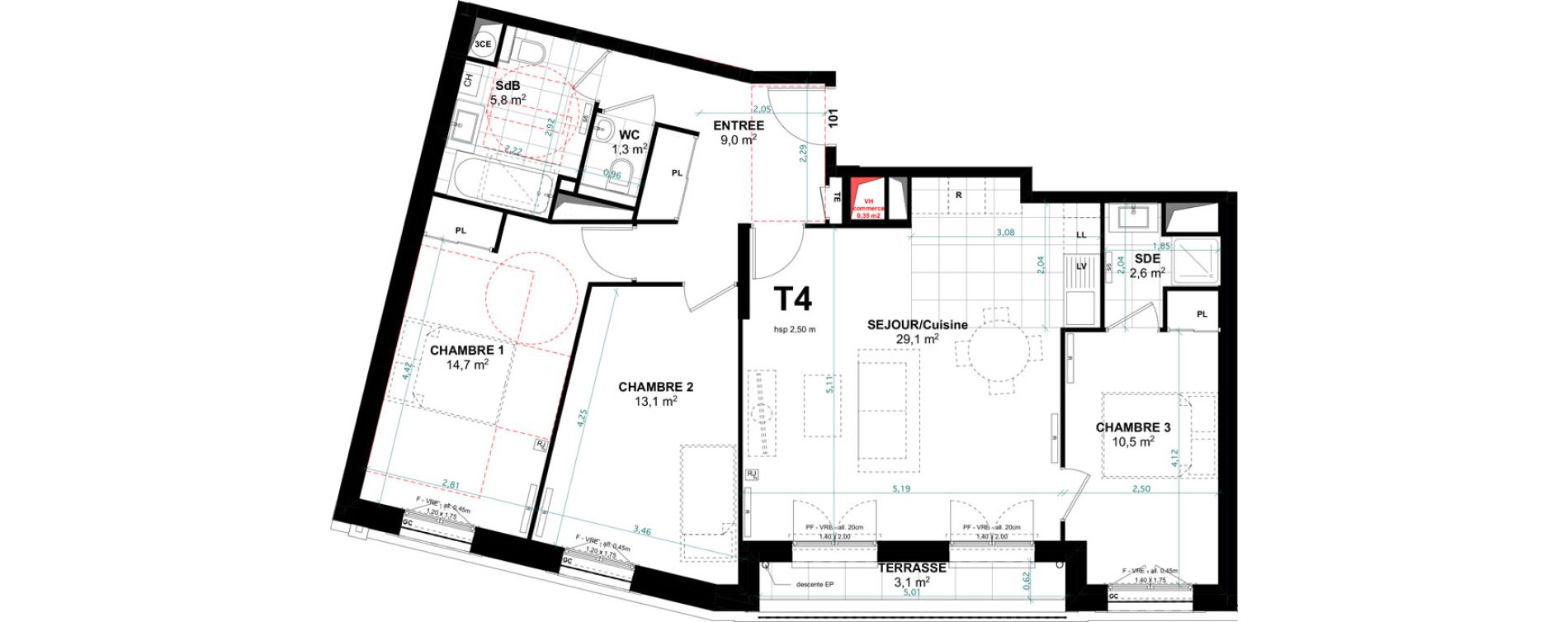 Appartement T4 de 86,10 m2 &agrave; Clamart Jardin parisien