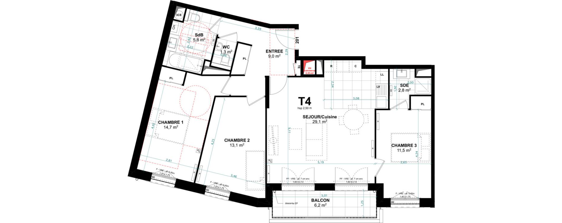 Appartement T4 de 87,30 m2 &agrave; Clamart Jardin parisien