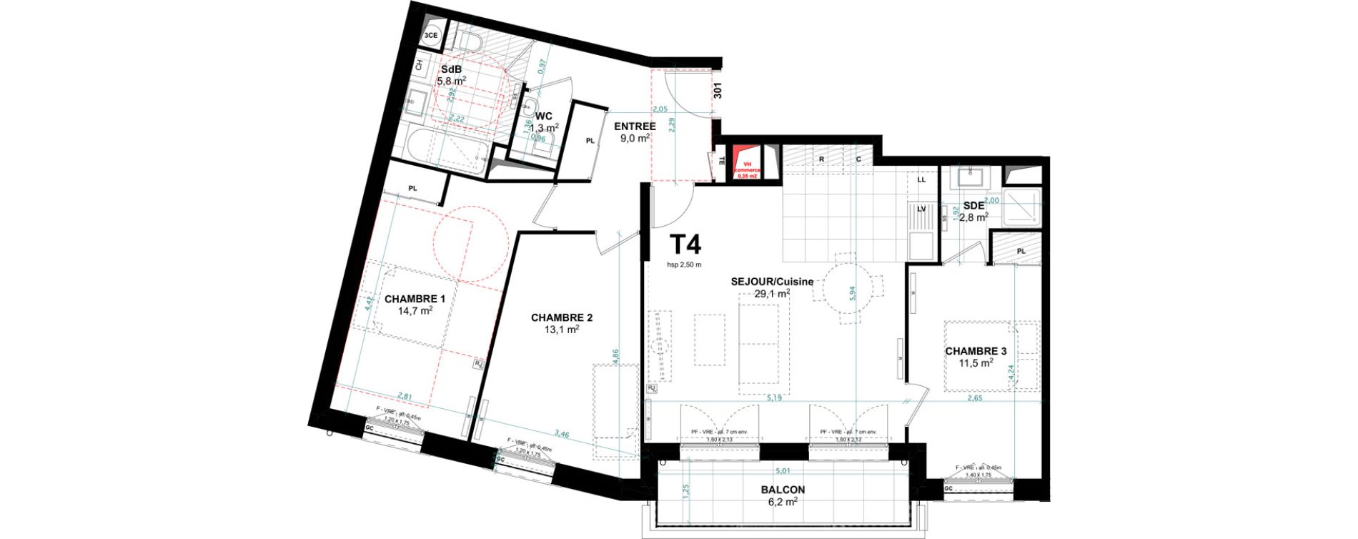 Appartement T4 de 87,30 m2 &agrave; Clamart Jardin parisien