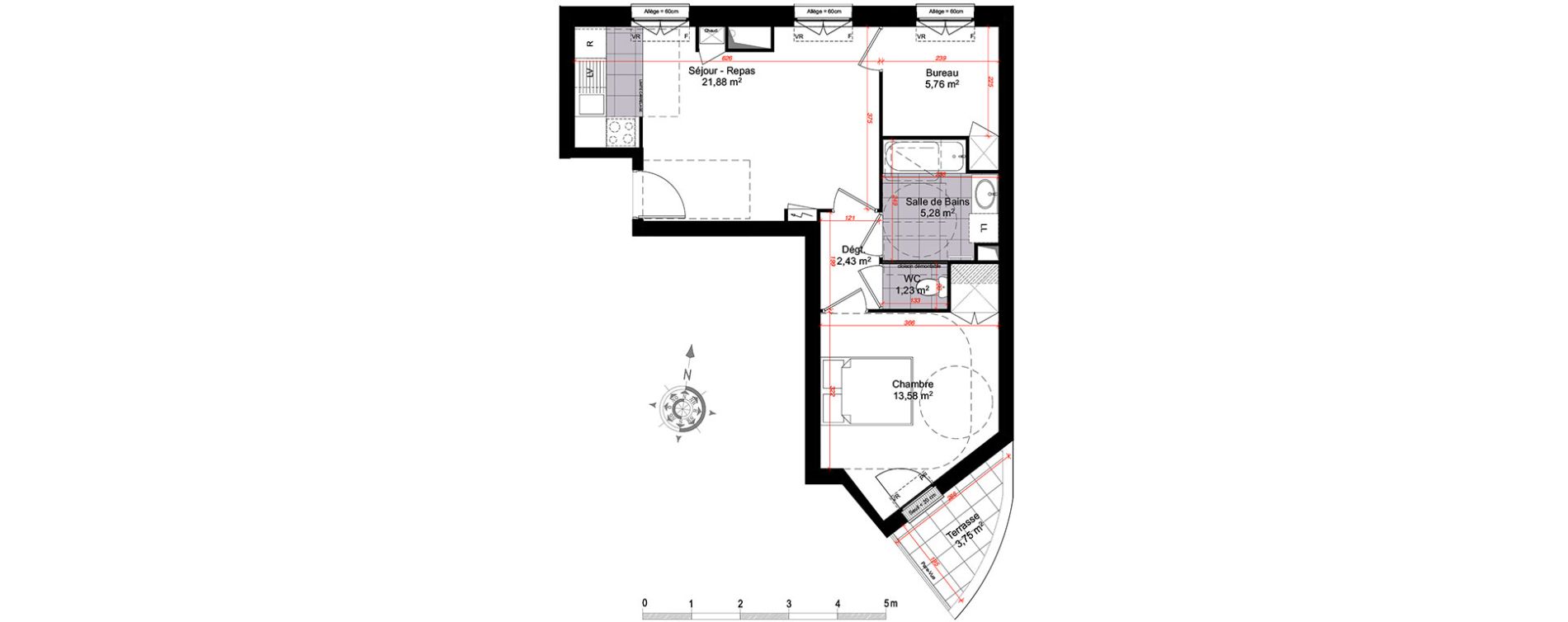 Appartement T2 de 50,16 m2 &agrave; Clamart Centre