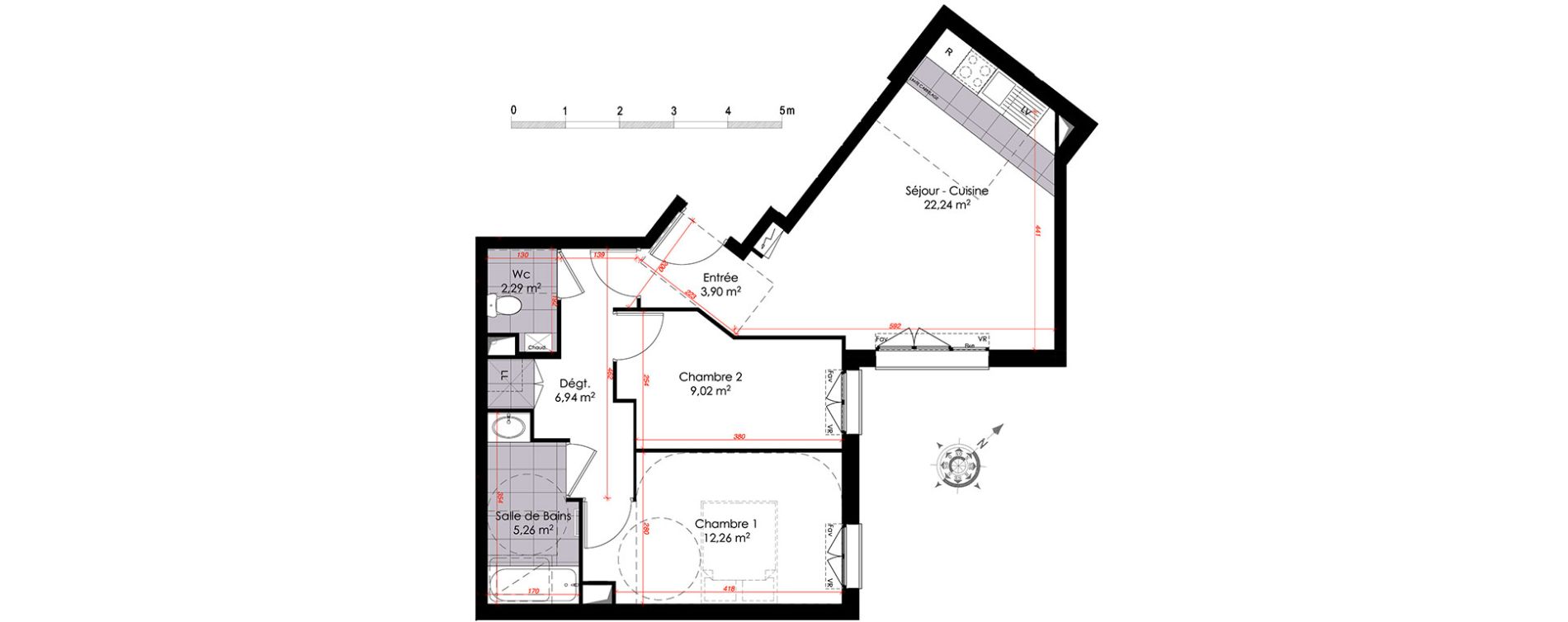 Appartement T3 de 61,91 m2 &agrave; Clamart Centre