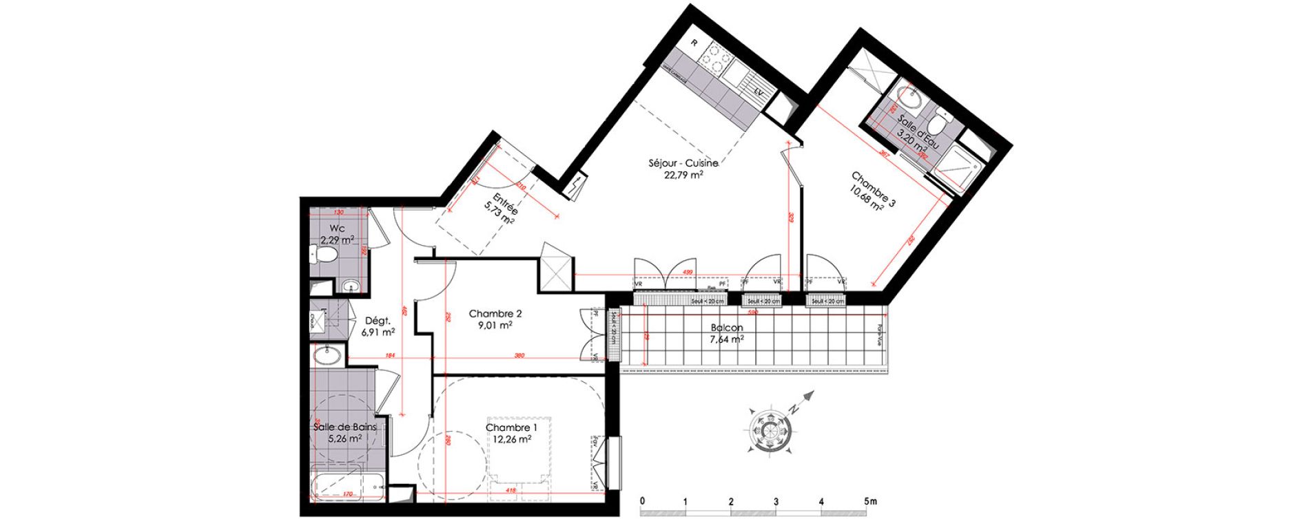 Appartement T4 de 78,13 m2 &agrave; Clamart Centre