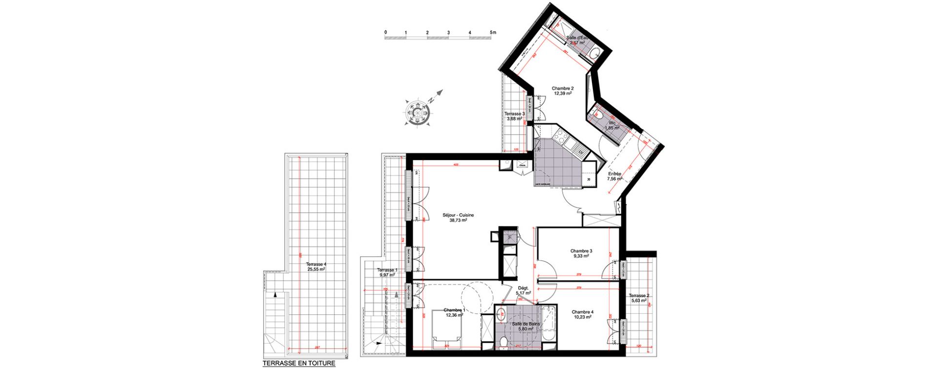 Appartement T5 de 105,90 m2 &agrave; Clamart Centre