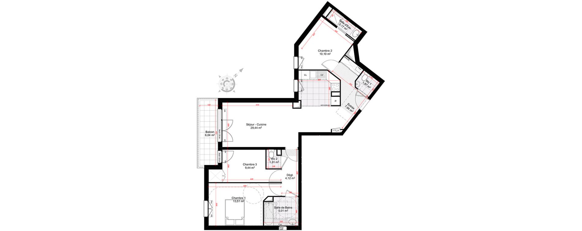 Appartement T4 de 84,81 m2 &agrave; Clamart Centre