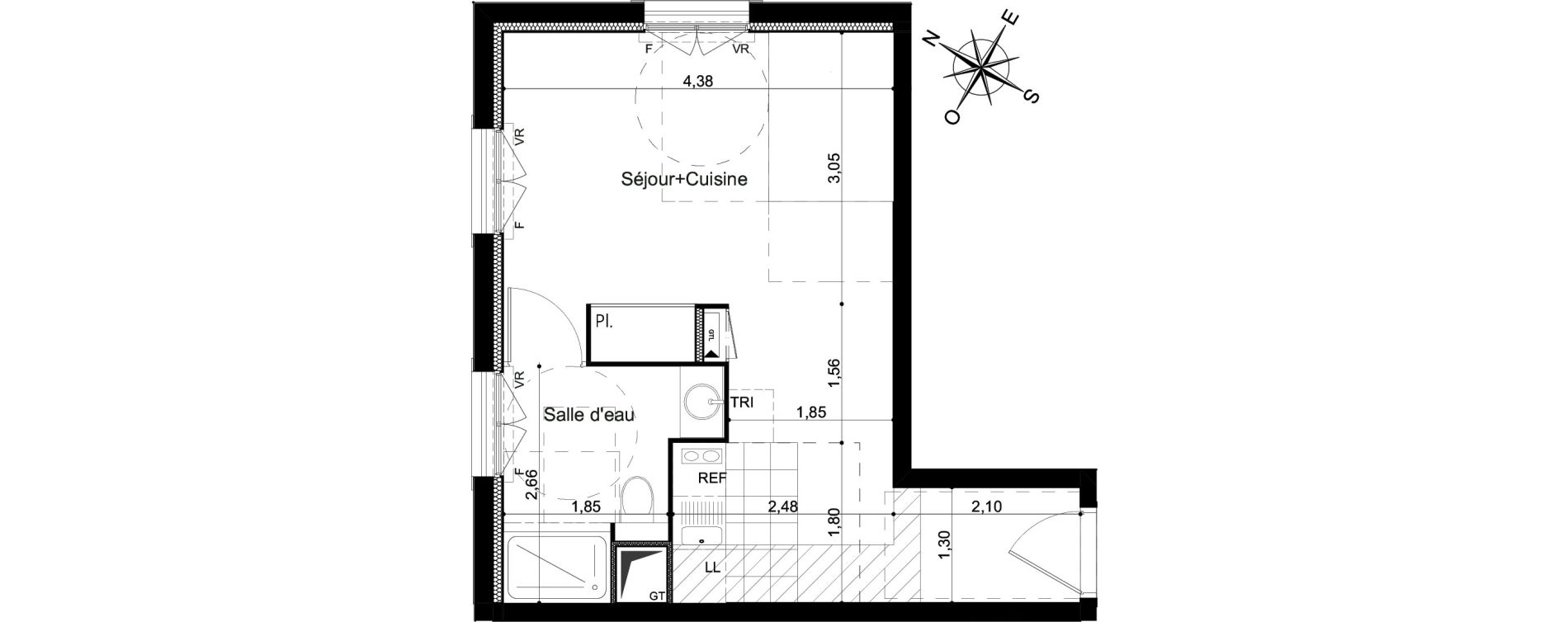 Appartement T1 de 29,94 m2 &agrave; Clamart Grand canal