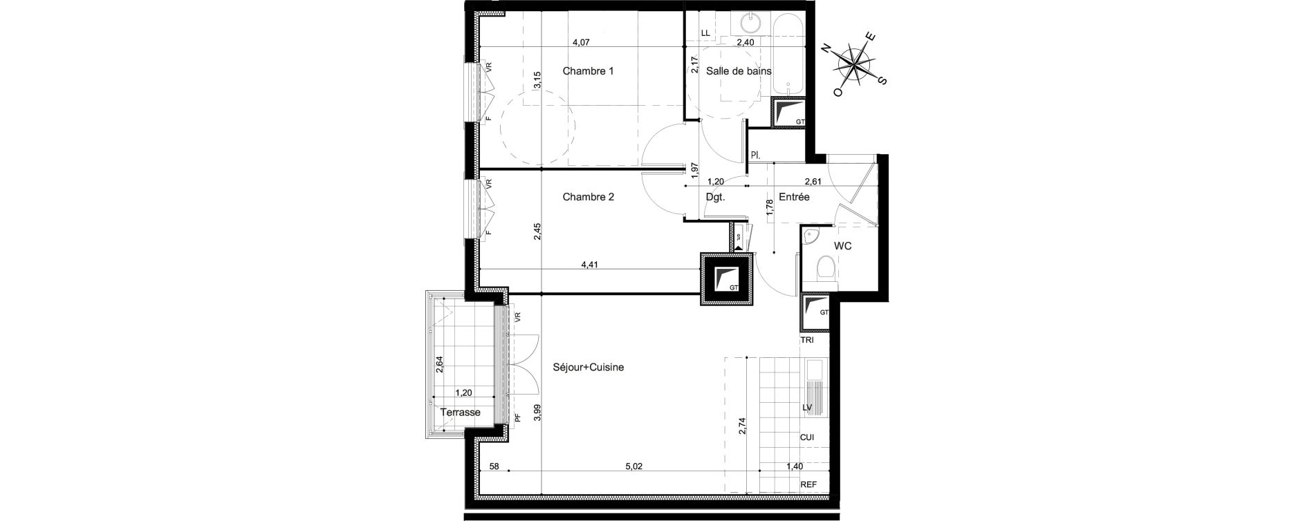 Appartement T3 de 63,80 m2 &agrave; Clamart Grand canal