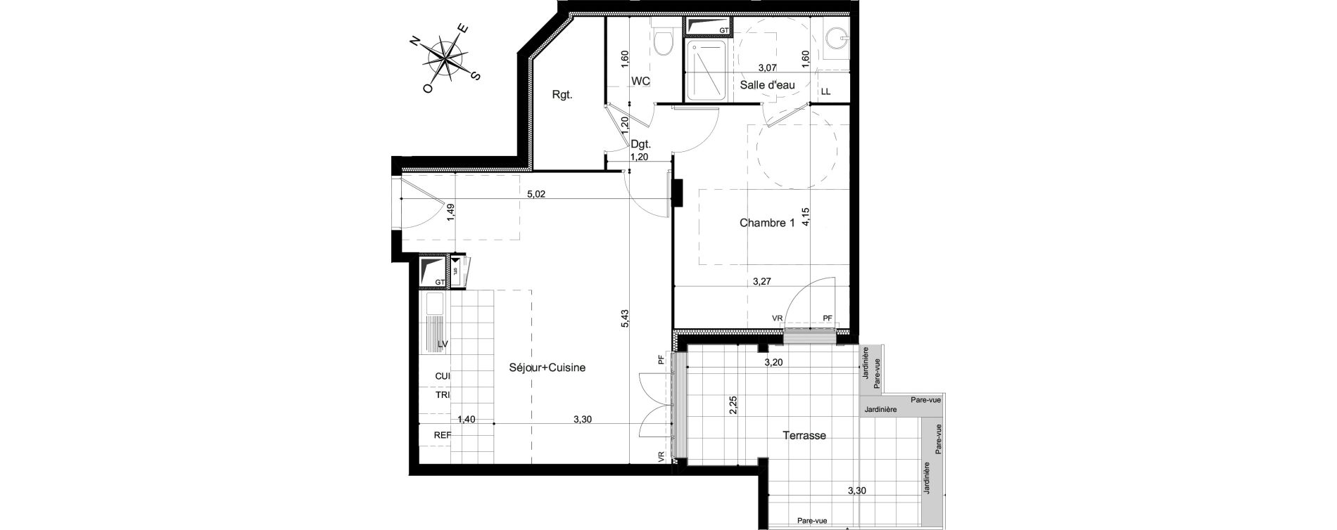Appartement T2 de 50,72 m2 &agrave; Clamart Grand canal
