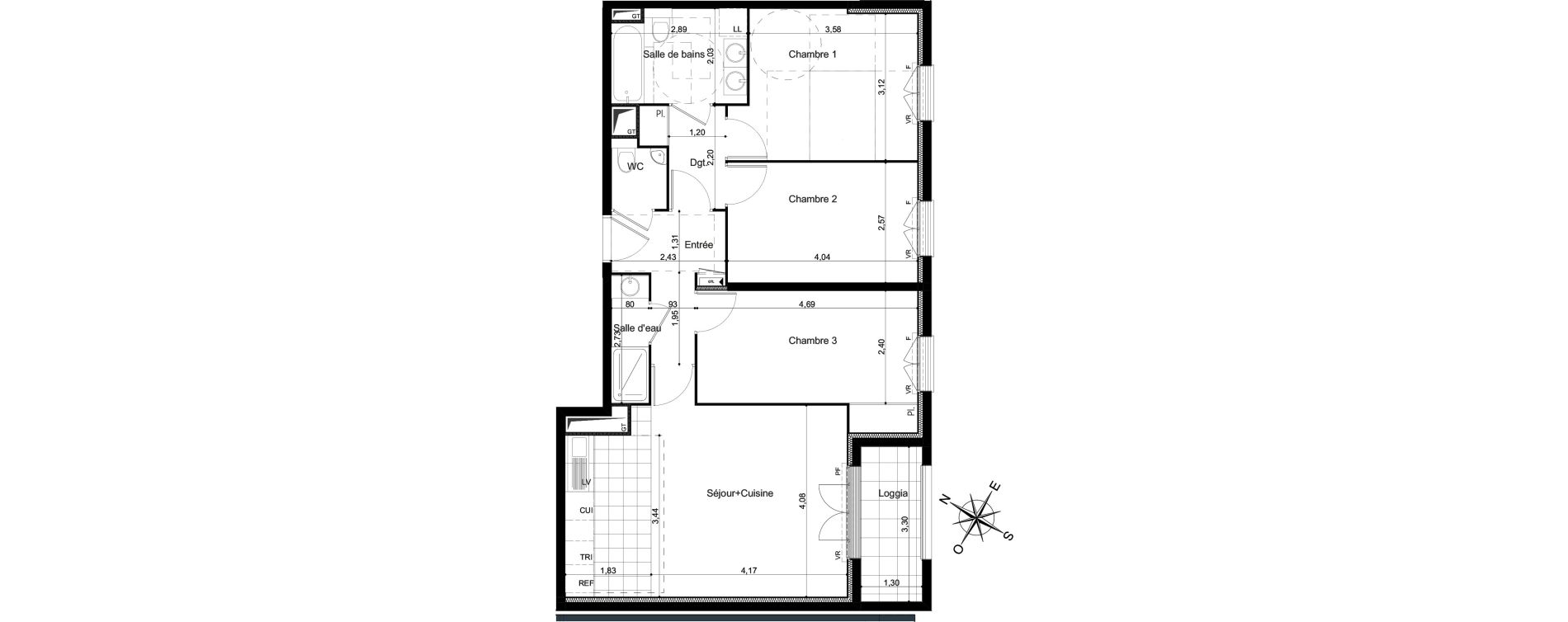 Appartement T4 de 76,64 m2 &agrave; Clamart Grand canal