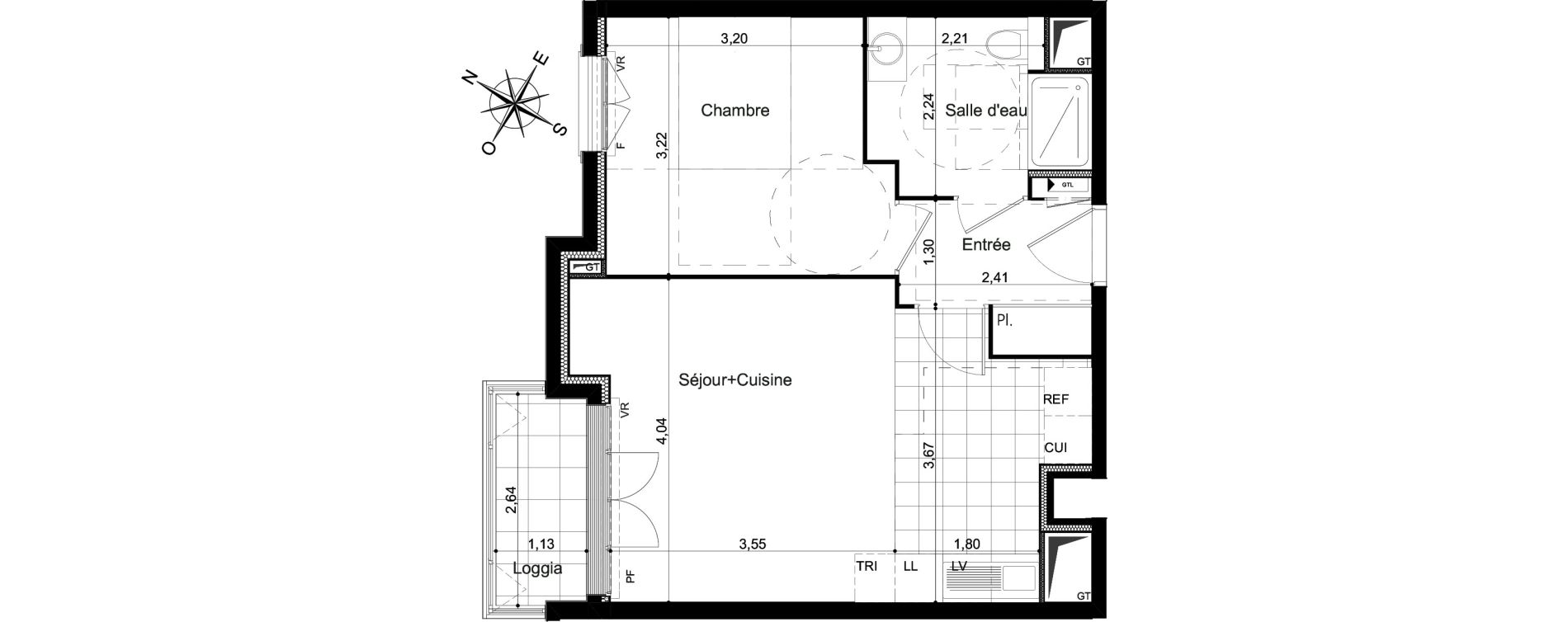 Appartement T2 de 42,43 m2 &agrave; Clamart Grand canal
