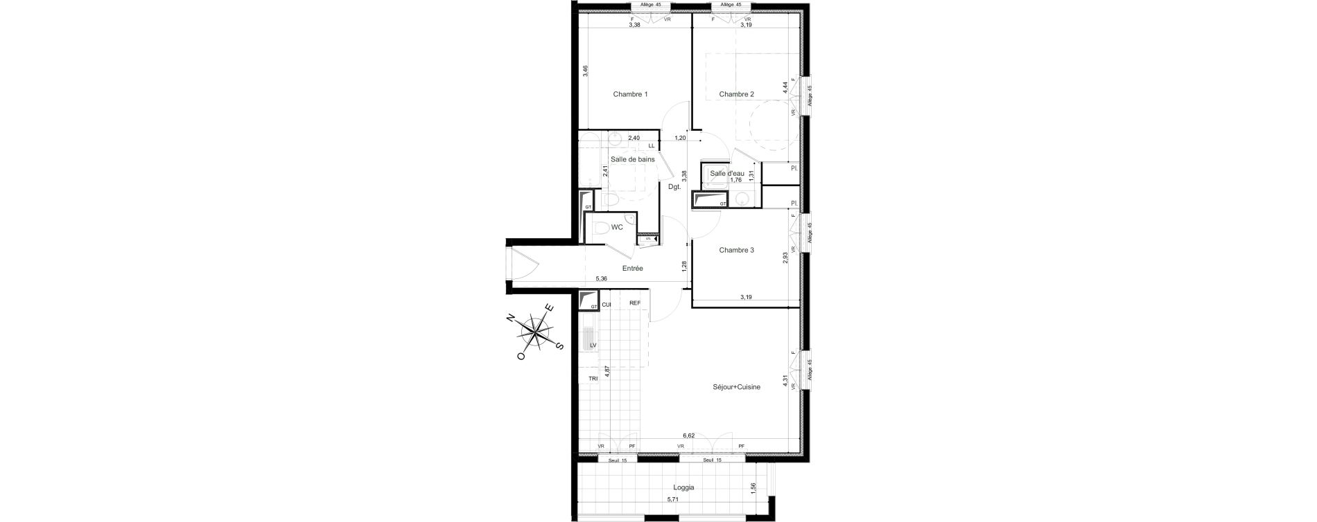 Appartement T4 de 86,21 m2 &agrave; Clamart Grand canal