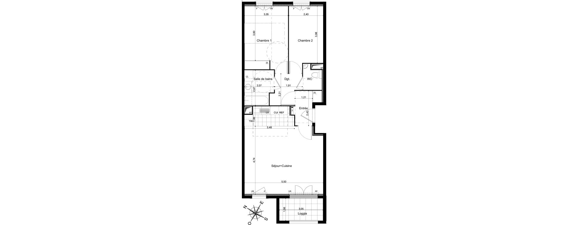 Appartement T3 de 68,25 m2 &agrave; Clamart Grand canal