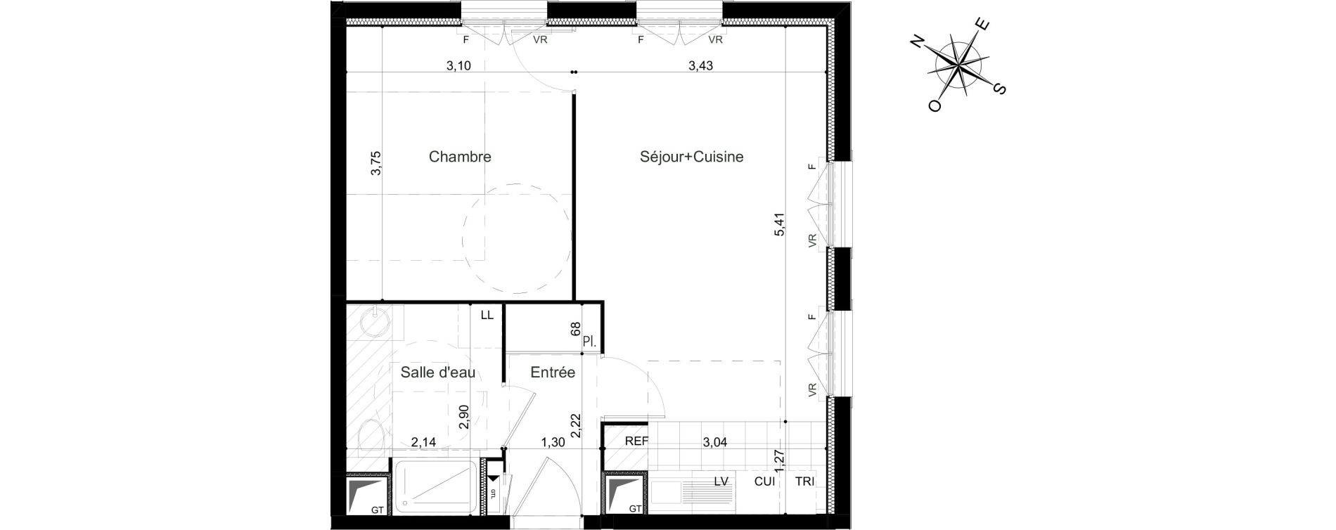 Appartement T2 de 42,54 m2 &agrave; Clamart Grand canal