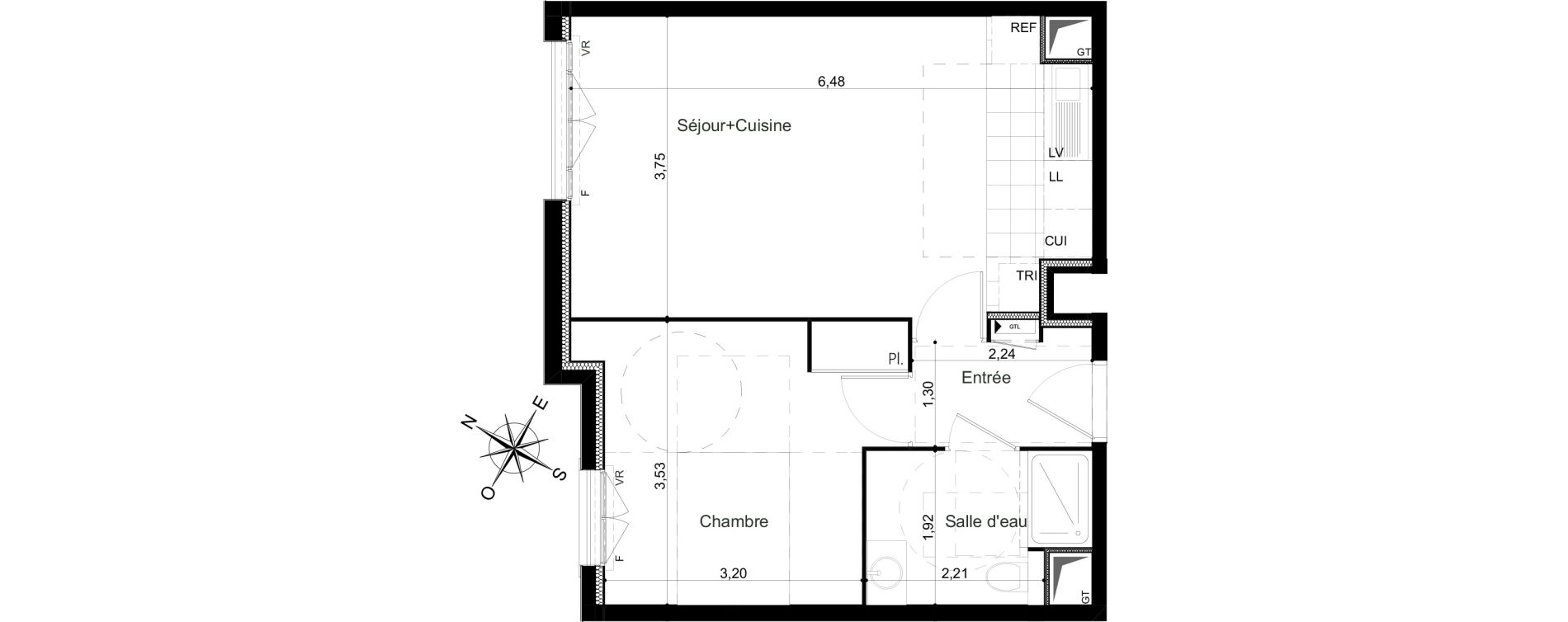 Appartement T2 de 44,12 m2 &agrave; Clamart Grand canal