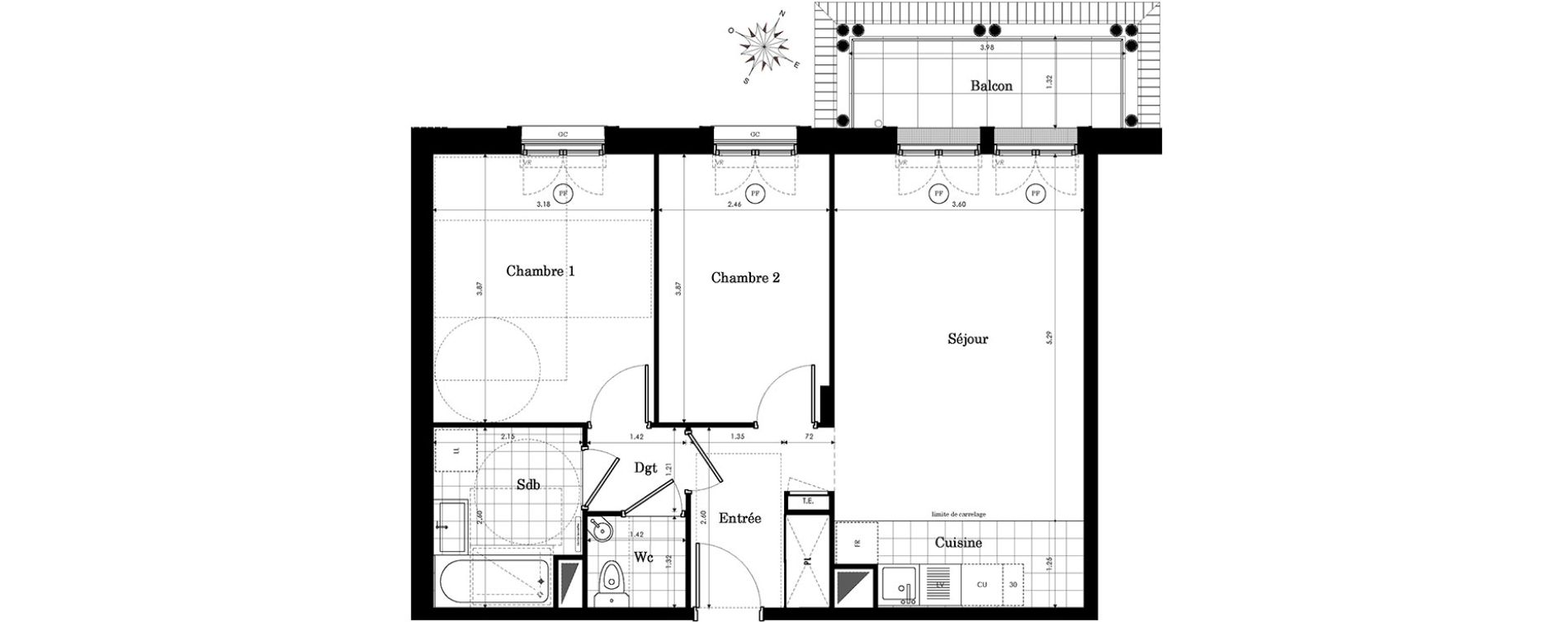 Appartement T3 de 58,70 m2 &agrave; Clamart Panorama