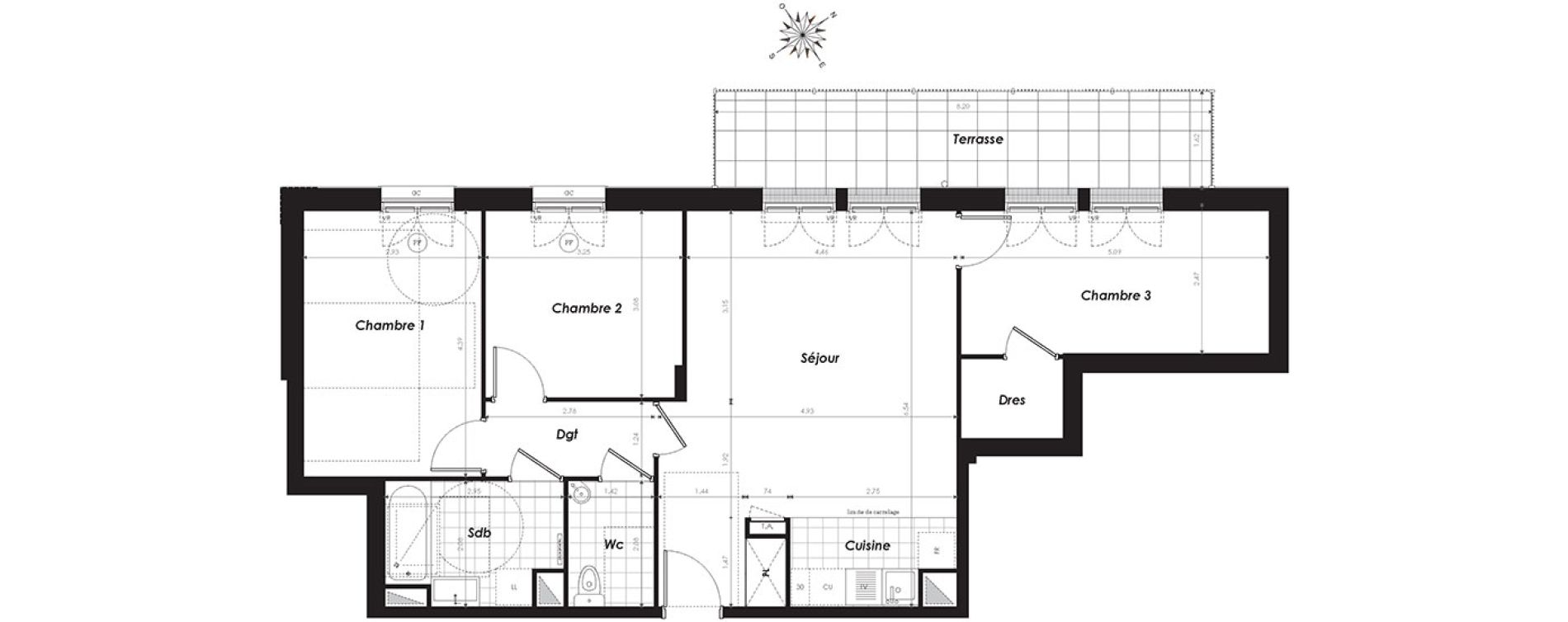 Appartement T4 de 78,90 m2 &agrave; Clamart Panorama