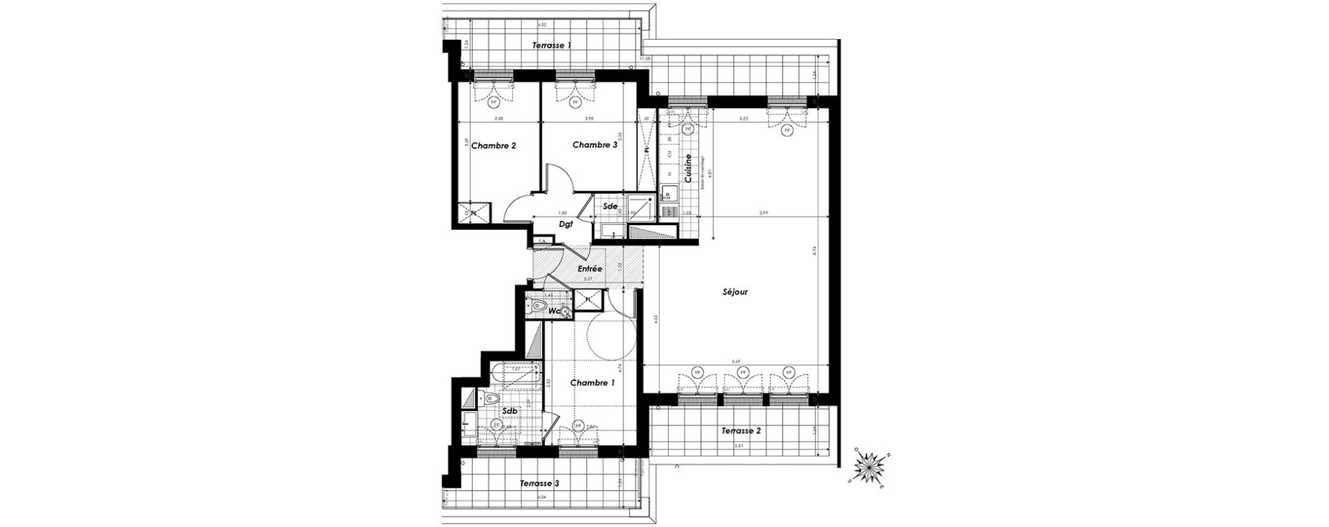 Appartement T4 de 97,20 m2 &agrave; Clamart Panorama