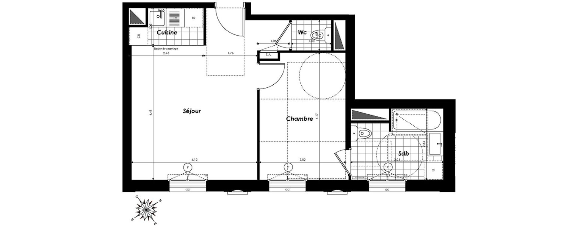 Appartement T2 de 43,10 m2 &agrave; Clamart Panorama