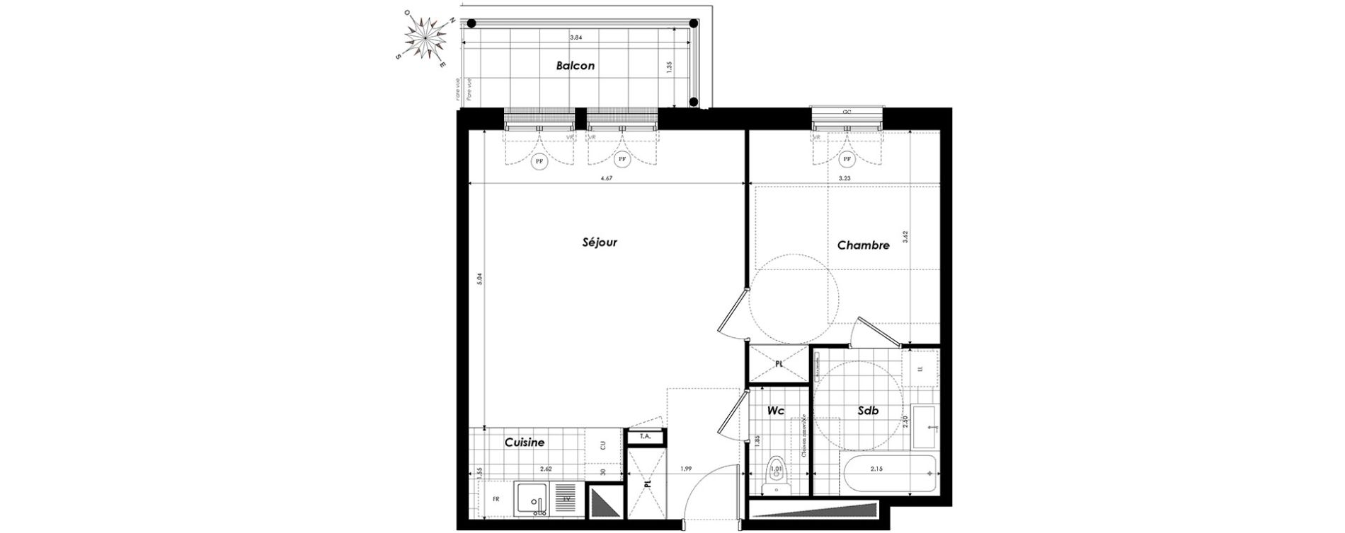 Appartement T2 de 49,70 m2 &agrave; Clamart Panorama