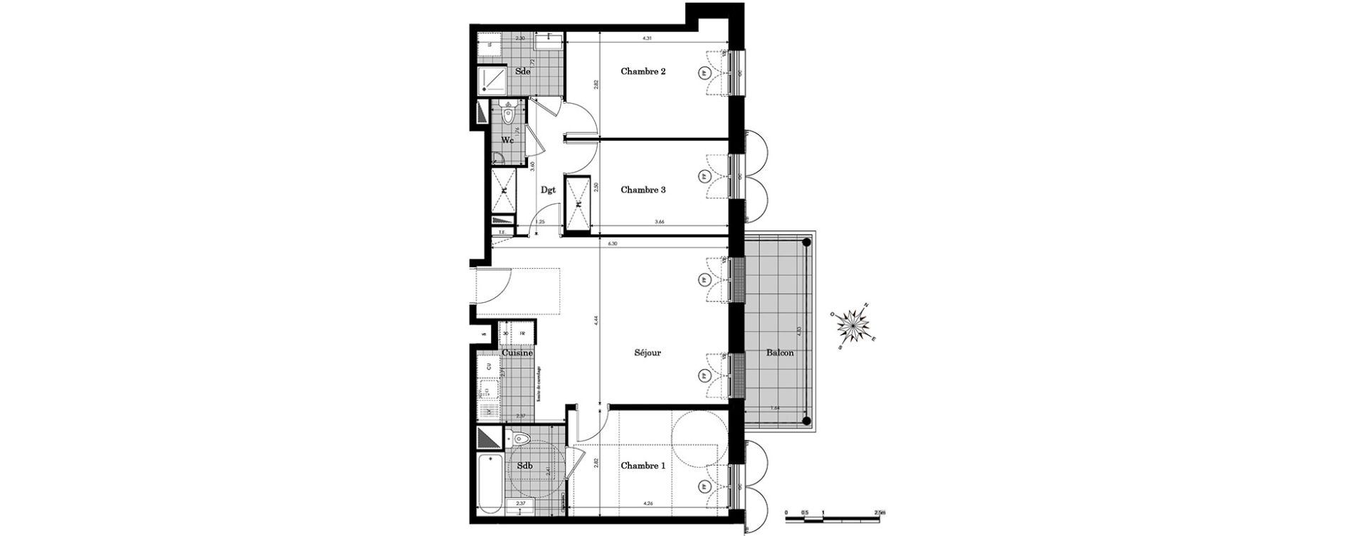 Appartement T4 de 80,52 m2 &agrave; Clamart Panorama