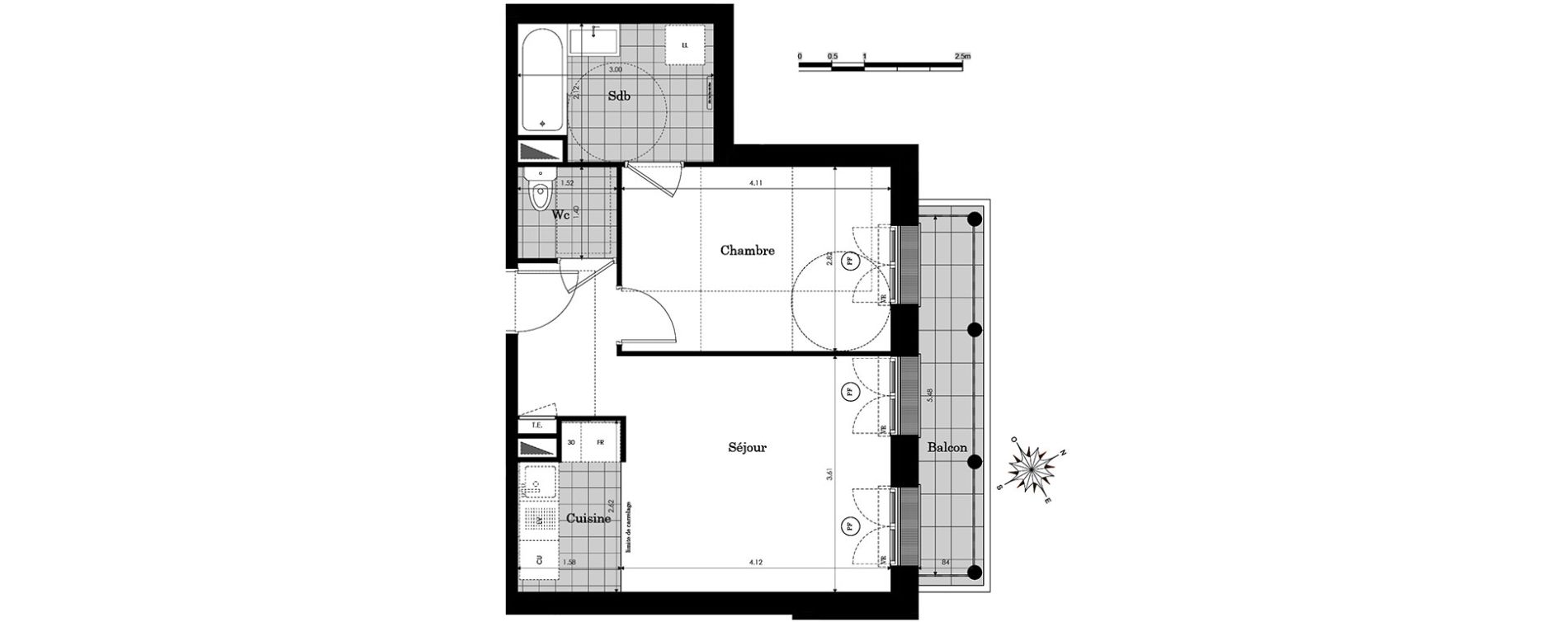 Appartement T2 de 41,94 m2 &agrave; Clamart Panorama