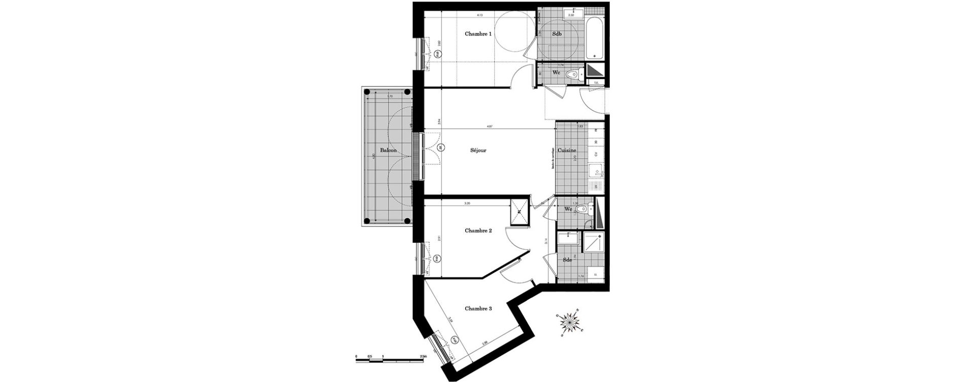 Appartement T4 de 73,06 m2 &agrave; Clamart Panorama