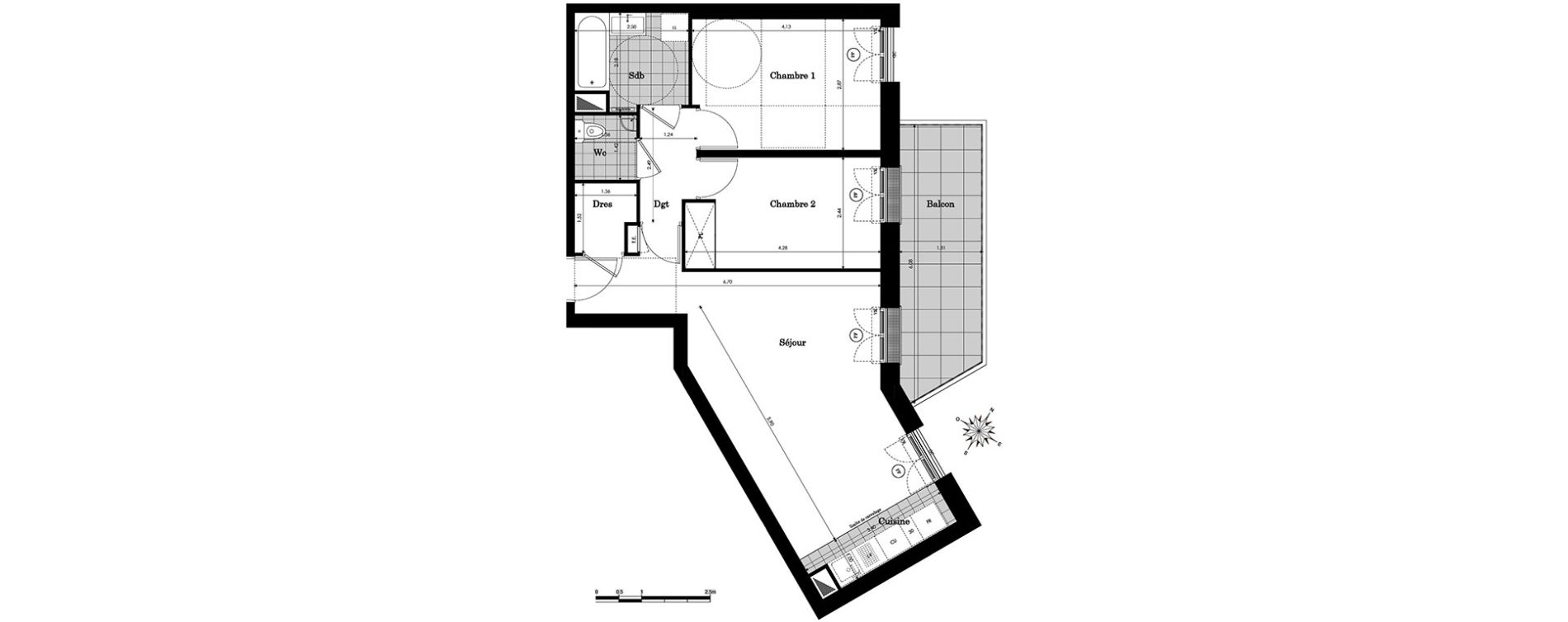 Appartement T3 de 62,39 m2 &agrave; Clamart Panorama