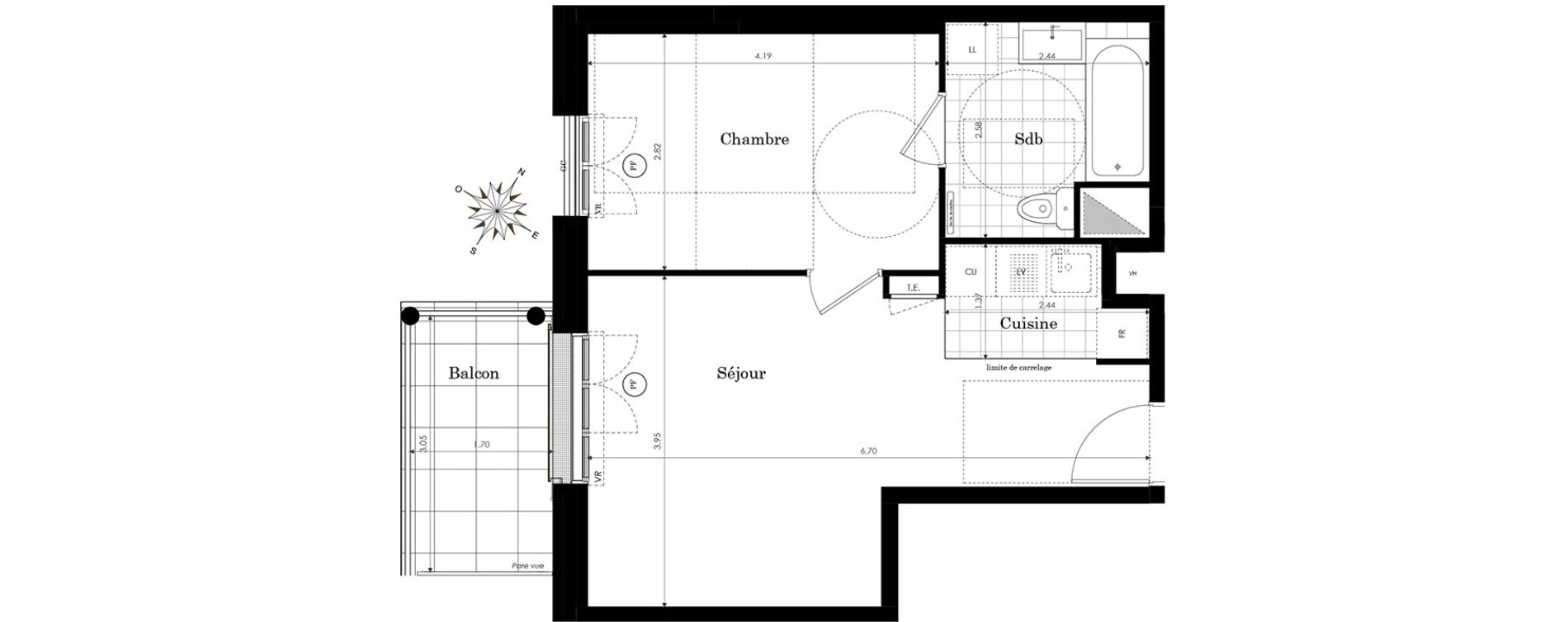Appartement T2 de 39,63 m2 &agrave; Clamart Panorama