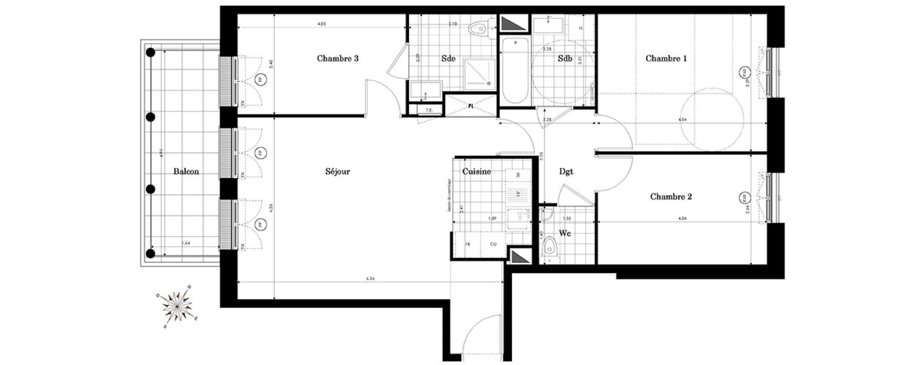 Appartement T4 de 79,45 m2 &agrave; Clamart Panorama