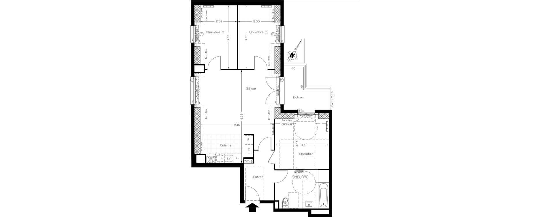 Appartement T4 de 71,08 m2 &agrave; Clamart Le petit clamart