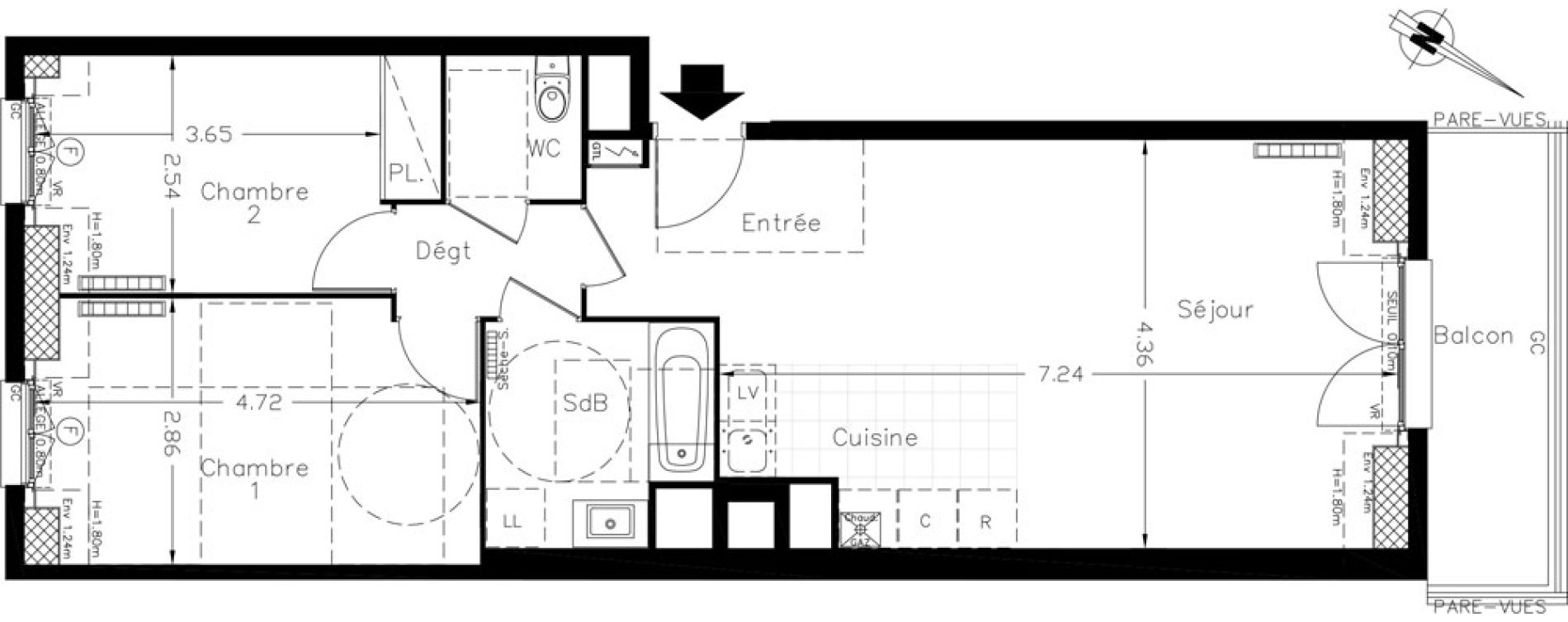 Appartement T3 de 63,24 m2 &agrave; Clamart Le petit clamart