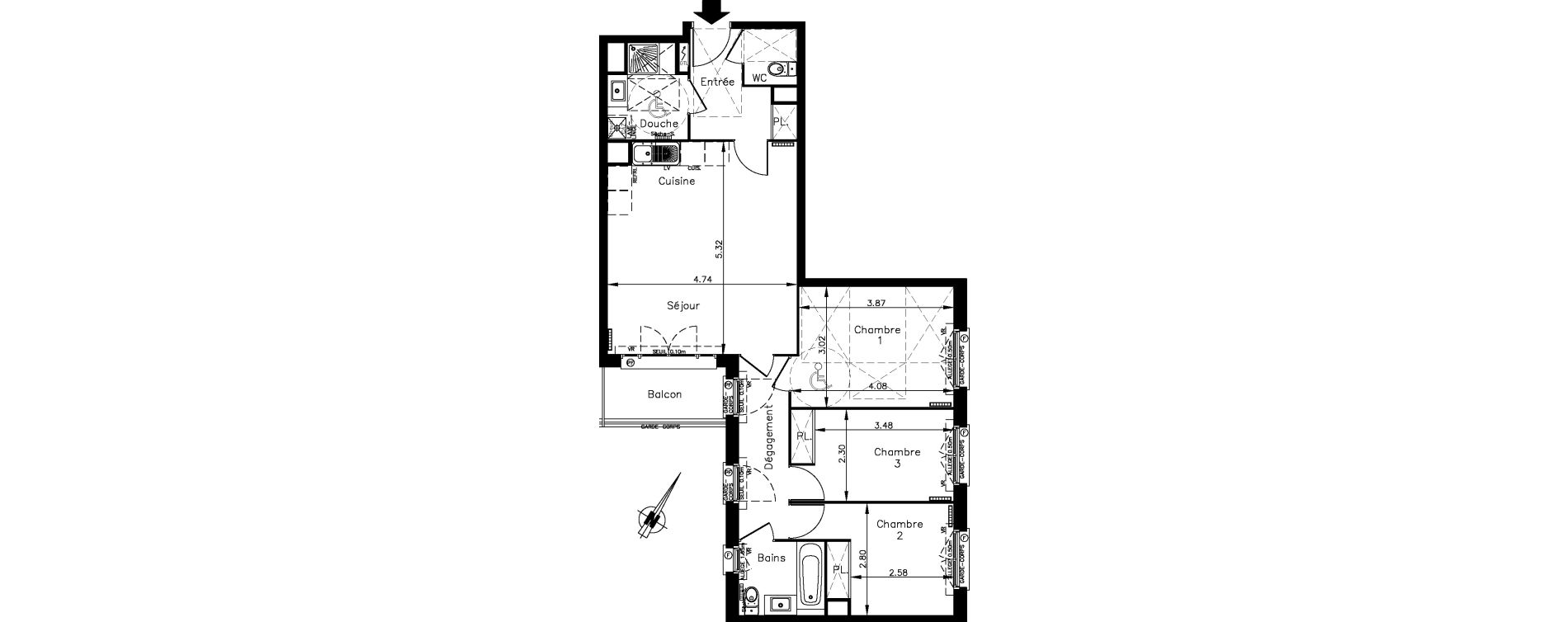 Appartement T4 de 76,24 m2 &agrave; Clamart Le petit clamart