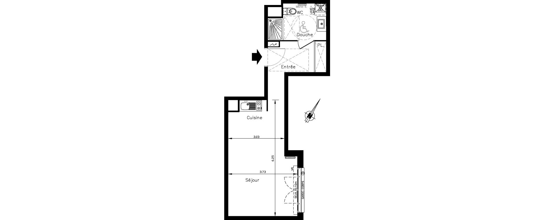 Appartement T1 de 32,64 m2 &agrave; Clamart Le petit clamart