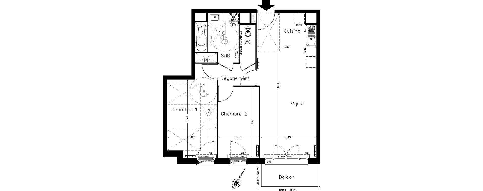 Appartement T3 de 59,44 m2 &agrave; Clamart Le petit clamart