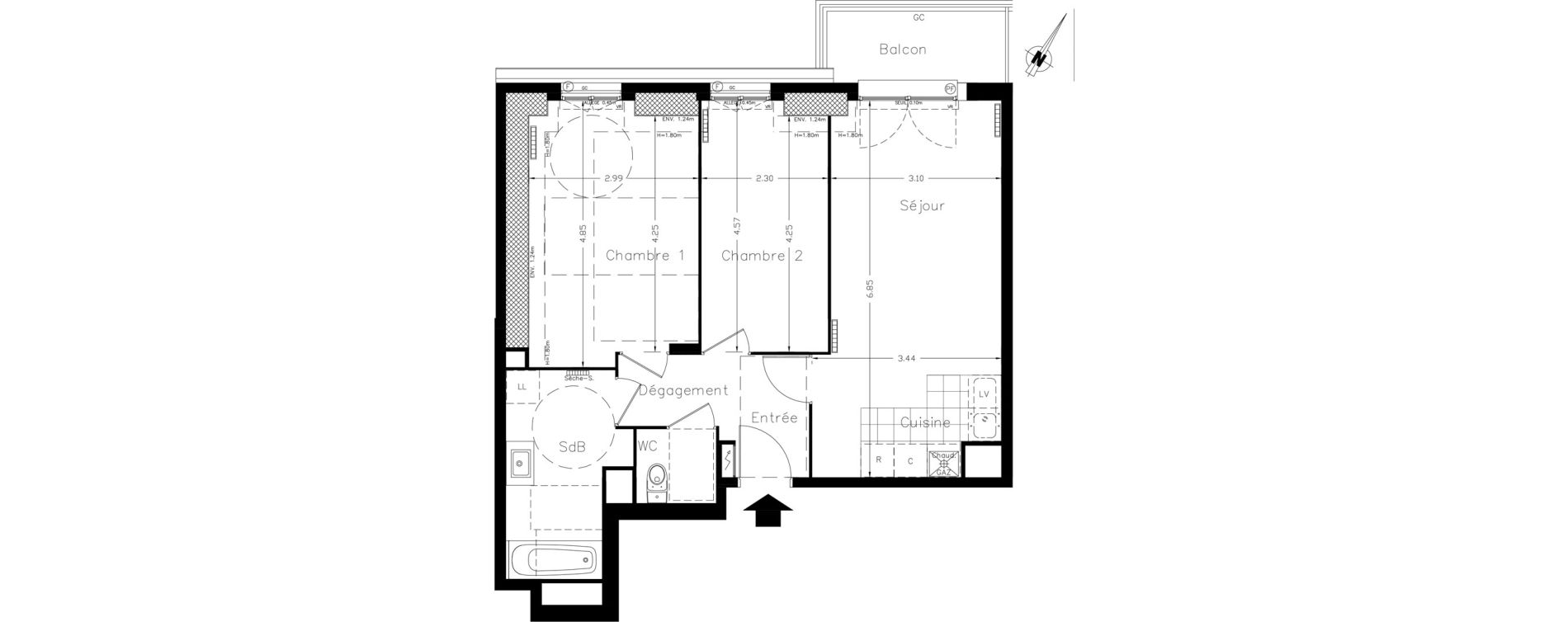 Appartement T3 de 58,17 m2 &agrave; Clamart Le petit clamart