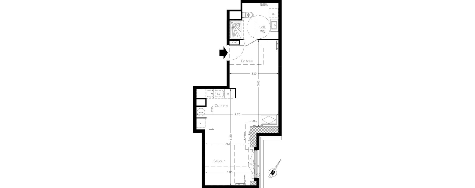 Appartement T1 de 38,07 m2 &agrave; Clamart Le petit clamart