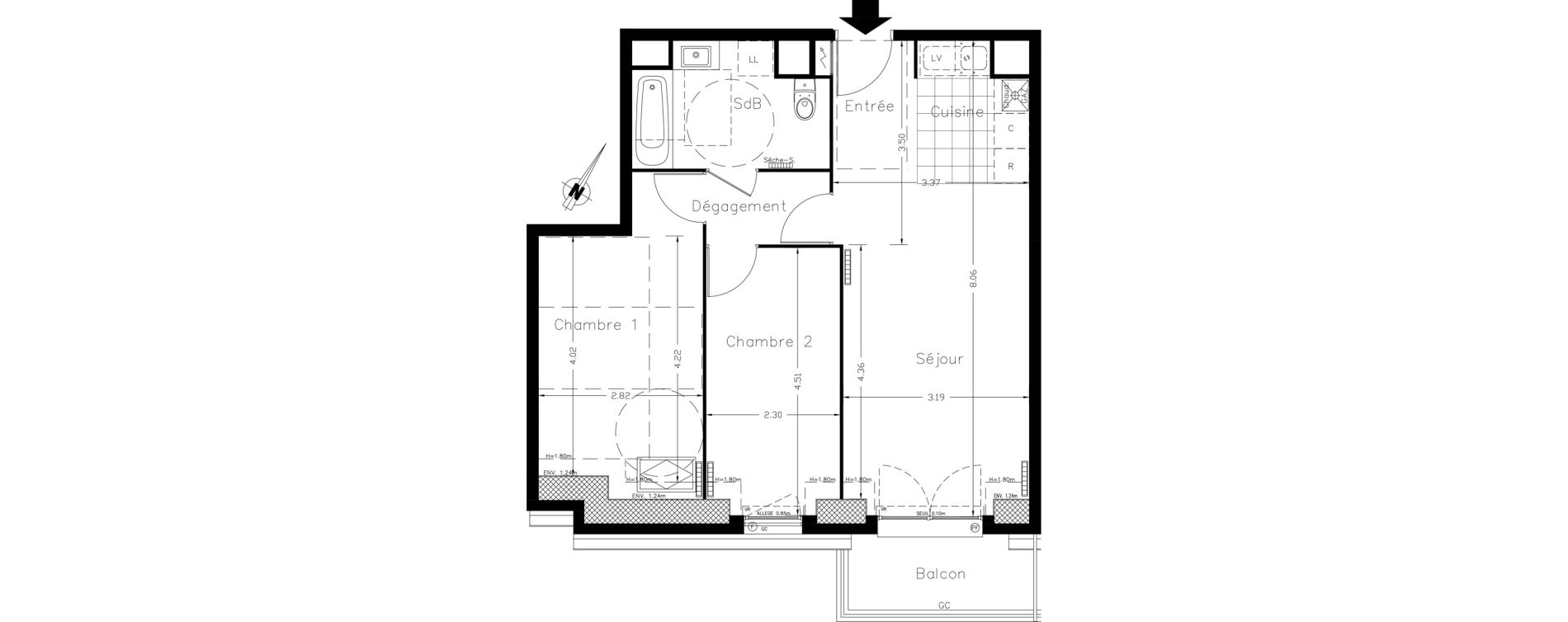 Appartement T3 de 56,67 m2 &agrave; Clamart Le petit clamart