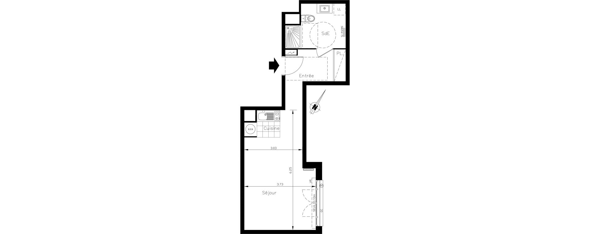 Appartement T1 de 33,49 m2 &agrave; Clamart Le petit clamart